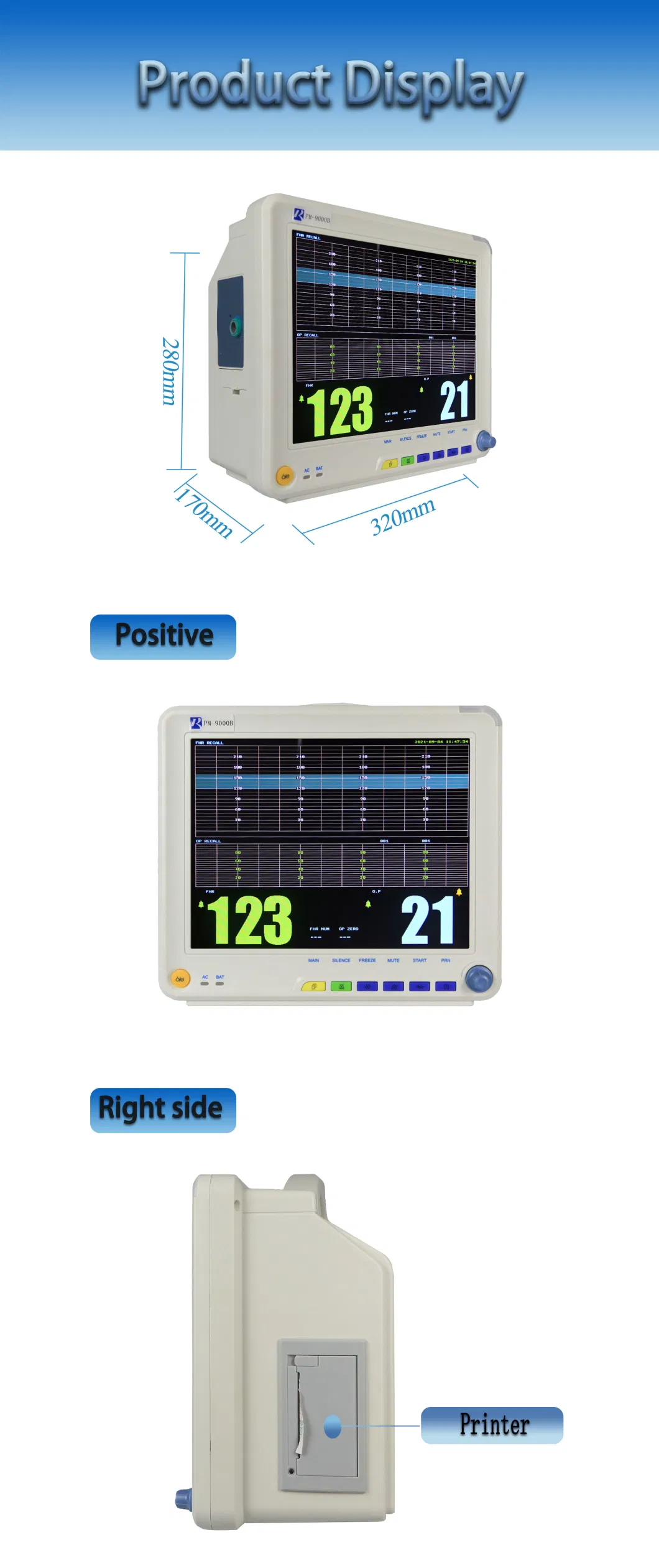 Baby /Maternal Use Light Weight Durable 12.1 Inch Fetal Monitor